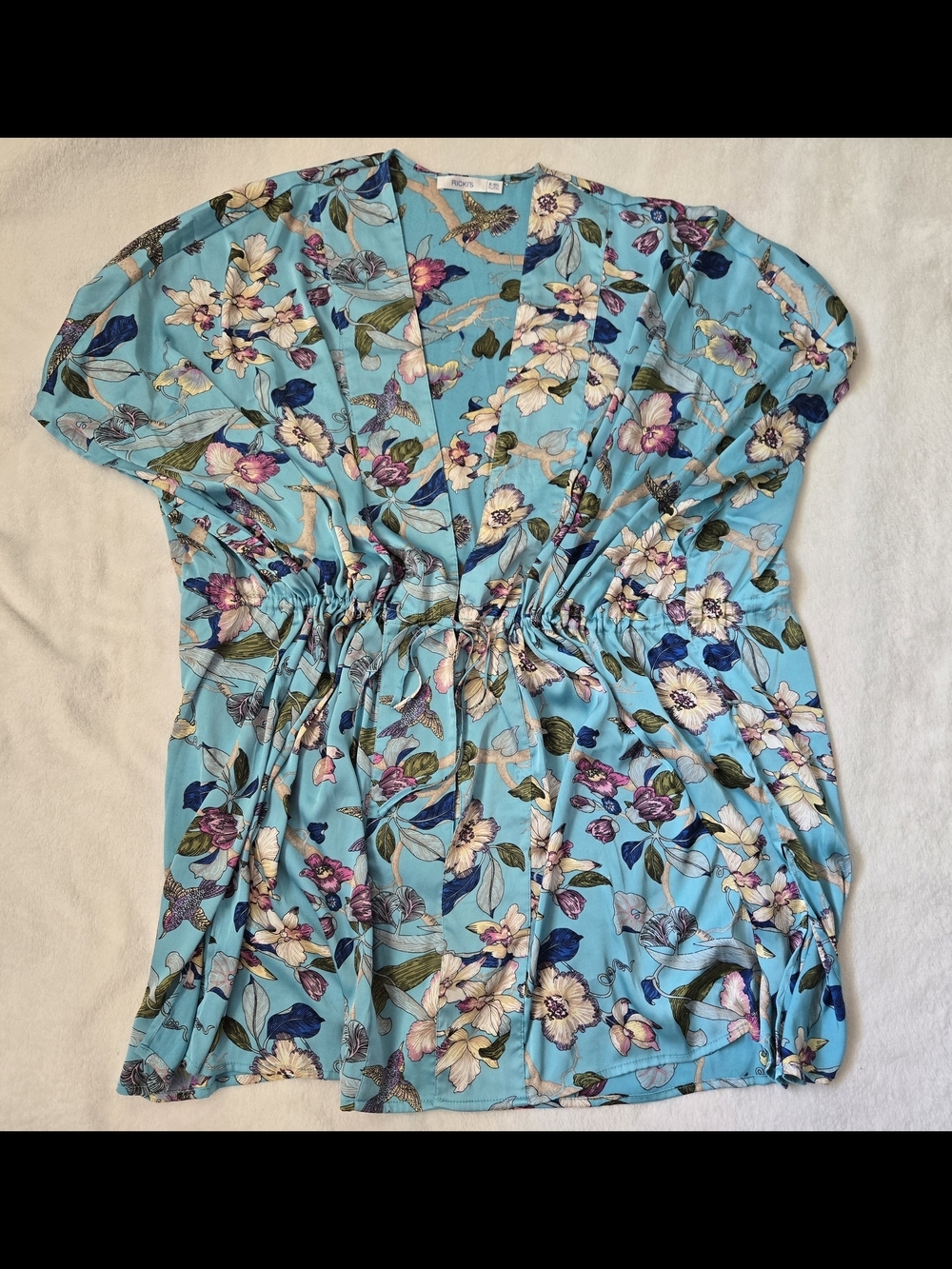 Ricki's Turquoise Floral Butterfly Print Robe and Cami